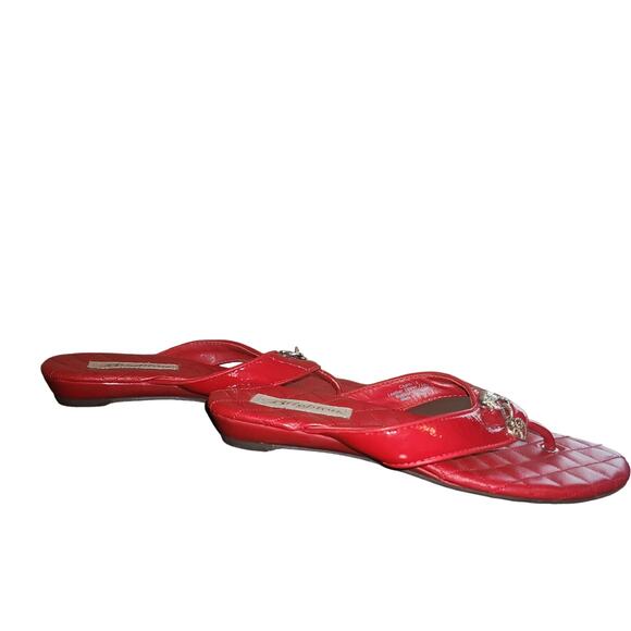 Brighton Sz 6 Silver "Charm" Working Locket Red Quilted Sandals Valentines Day * - Picture 4 of 8